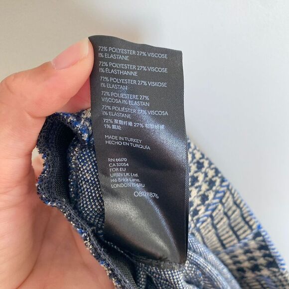 Urban Outfitters Blue Plaid Flared Bell-Bottom Stretch Pants Women's Small - Picture 6 of 6